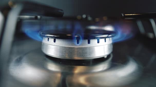 Bruciatore Gas Gas Naturale Esaurito Uscito Sul Fornello — Video Stock