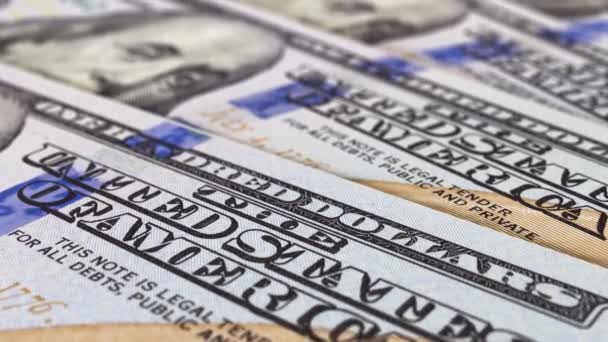 Estados Unidos Notas Cem Dólares Visão Close Extrema — Vídeo de Stock