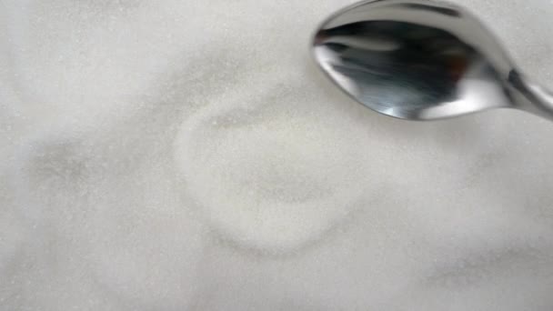 Zucchero Mettere Zucchero Semolato Bianco Cucchiaino Vista Dall Alto — Video Stock