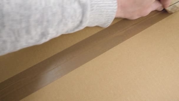 Colis Ouverture Boîte Carton Expédition Postale Concept Service Livraison Par — Video