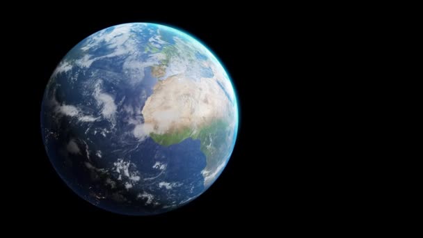 Dünya Gezegeni Gündüz Gece Dönüşümlü Dönen Küre Alfa Kanallı Kusursuz — Stok video