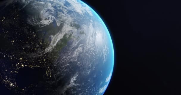 Planeet Aarde Draaiende Wereldbol Met Gedetailleerde Aardrijkskunde Noord Amerika Noordelijk — Stockvideo