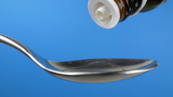 Obat Menetes Sendok Medicament Glass Dropper Close View — Stok Video