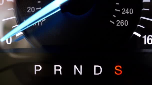 Car Dashboard Close Shifting Automatic Transmission Sport Mode Parking — Αρχείο Βίντεο
