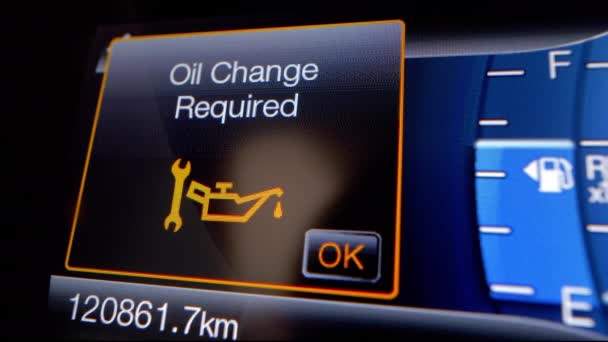 Oil Change Required Car Dashboard Warning Sign Close — Stockvideo
