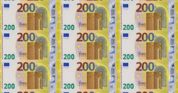 Kétszáz Eurobankjegy Zökkenőmentes Mozgás Európai Pénz Felülnézetből — Stock videók