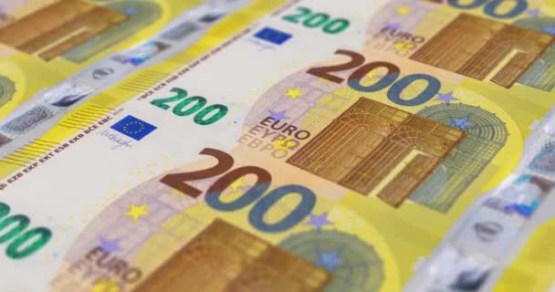 Proces Drukowania Dwustu Banknotów Euro Pieniądze Euro Widok Bliska — Wideo stockowe
