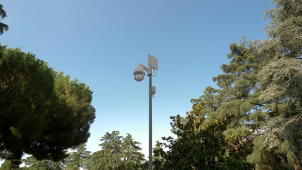 Камеры Видеонаблюдения Городе Система Наружной Видеонаблюдения — стоковое видео