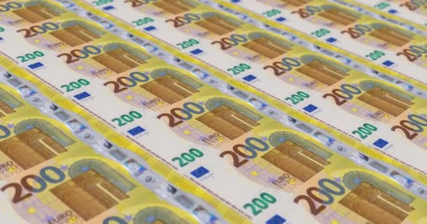 200 Euro Proces Drukowania Banknotów Koncepcja Europejskiej Produkcji Pieniądza — Wideo stockowe
