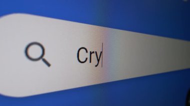 Kripto para birimi arama çubuğu. Ekranda web tarayıcı, aşırı yakın çekim