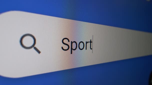 Sport Evenementen Internet Zoeken Zoekopdracht Adresbalk Browser Zoekbalk Close Weergave — Stockvideo