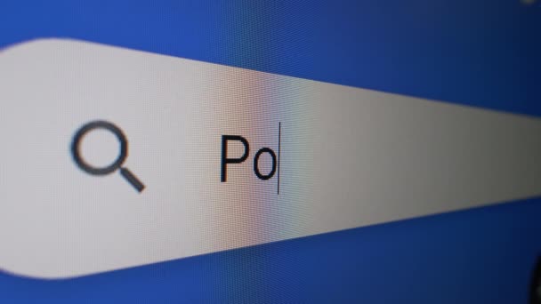 在Web浏览器中键入Porn 在地址栏中的互联网搜索查询 关闭视图 — 图库视频影像