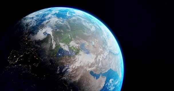 Вид Планеты Земля Космоса Рассвет Европейском Континенте — стоковое видео