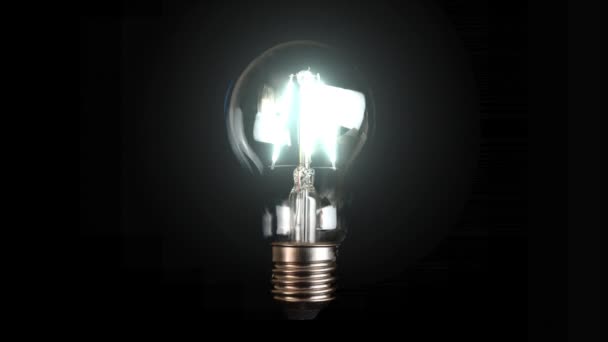 Led Lampenlicht Flackern Der Eingeschalteten Glühbirne Geschäfts Ideen Oder Technologiekonzept — Stockvideo