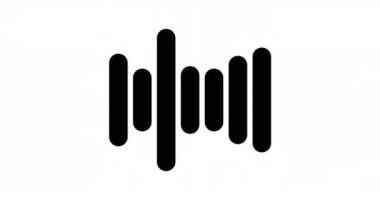 Beyaz arka planda siyah ses dalgası. Kusursuz döngü canlandırması