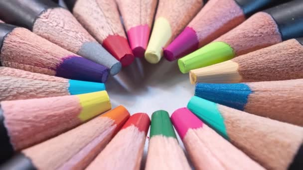 Noyau Crayons Dessin Couleur Gros Plan — Video