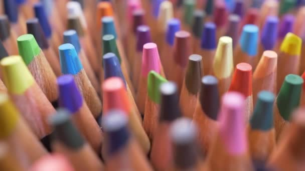描画のための多くの色鉛筆 鉛筆コア 極端なクローズアップ — ストック動画