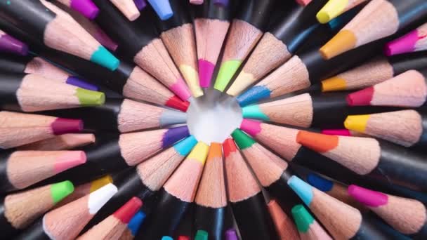 Crayons Couleur Dirigés Vers Centre Crayons Bois Graphite Vue Haut — Video