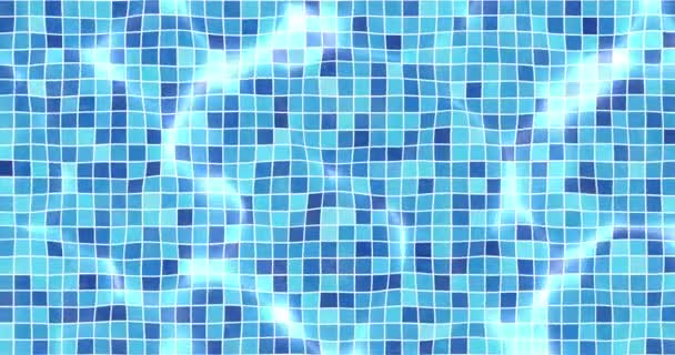 Zwembad Met Water Caustiek Naadloos Gelijnd Wateroppervlak Blauwe Mozaïek Tegels — Stockvideo