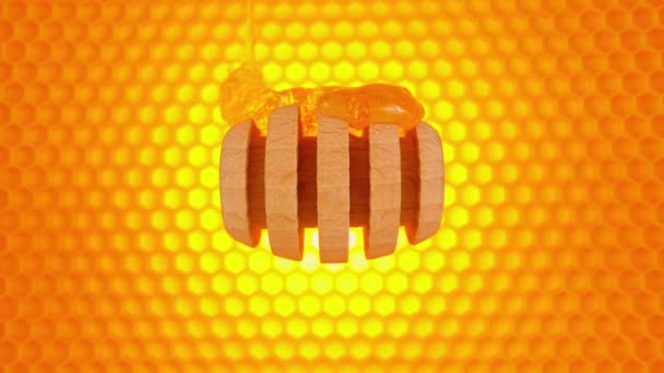 꿀벌의 배경에 디퍼에 아래로 흐릅니다 — 비디오