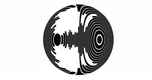 Круг Звуковой Волны Черная Звуковая Форма Изолирована Белом Фоне — стоковое видео