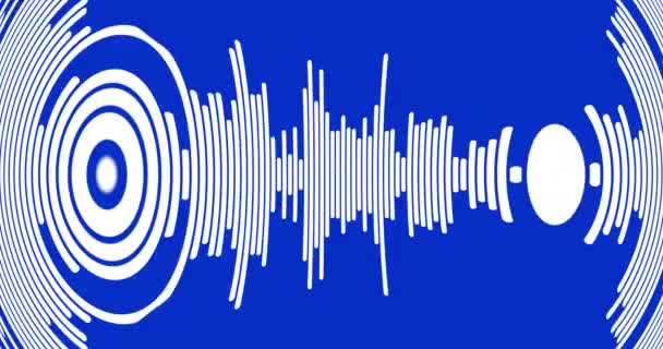 歪んだオーディオ波形 青色のクロマキーで隔離されたシームレスにループされた円の音声スペクトル — ストック動画