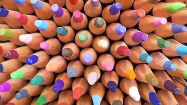 Desenho Lápis Núcleos Lápis Grafite Multicoloridos Vista Close — Vídeo de Stock