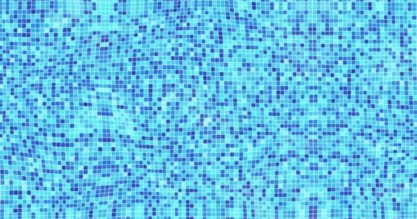 Piscina Com Azulejos Mosaico Azul Água Limpa Distorce Fundo Piscina — Vídeo de Stock