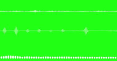 Dalga biçimi ses spektrumu ayarlandı. Yeşil krom anahtarda izole edilmiş kusursuz beyaz ses dalgaları