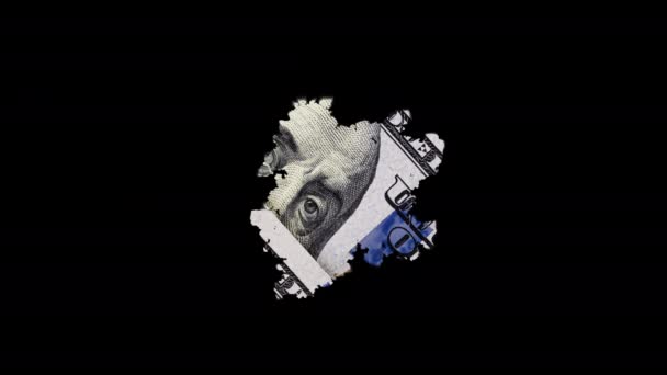 Dólares Americanos Emergindo Fundo Transparente Com Canal Alfa Notas Cem — Vídeo de Stock