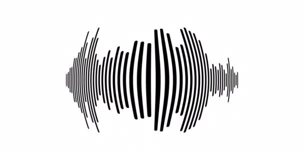 Svarta Ljudvågor Fisheyeeffekt Vågform Ljudspektrum Vit Bakgrund — Stockvideo