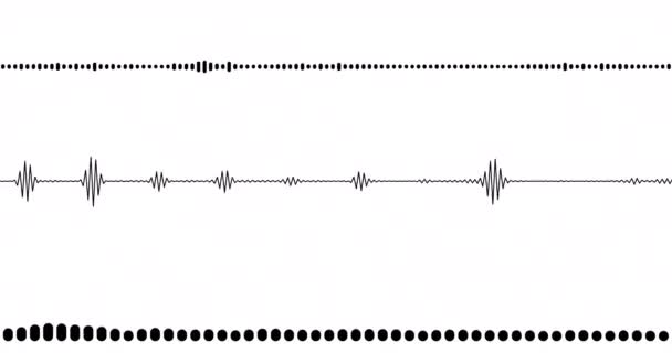 声音波形音频频谱集 在白色固体上隔绝的无缝隙环黑体波 — 图库视频影像