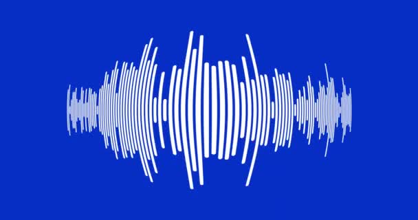 Белая Звуковая Волна Изолированная Голубой Хромаке Бесшовная Зацикленная Звуковая Волна — стоковое видео