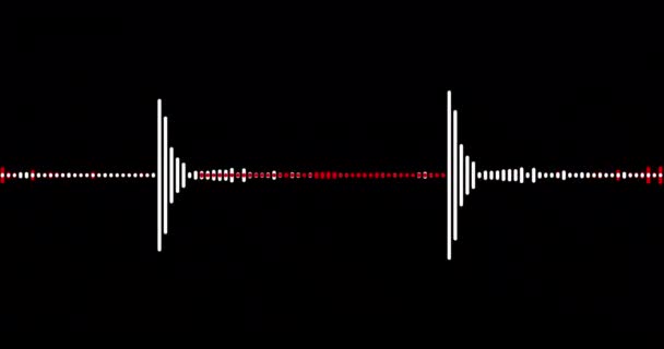 Ses Dalgası Eşitleyicisi Kırmızı Beyaz Ses Dalgaları Siyah Arkaplanda Izole — Stok video