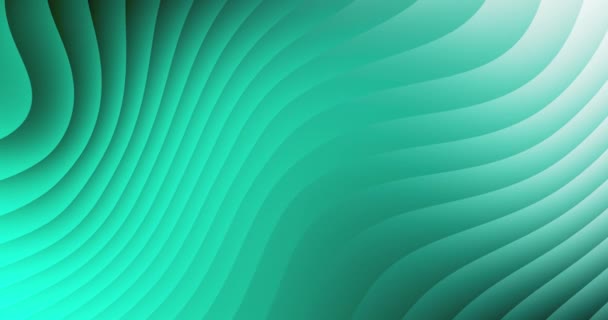Цианские Волны Безморская Мультипликация Перемещение Абстрактных Зеленовато Синих Линий Света — стоковое видео