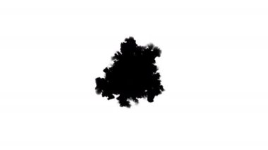 Merkezden yayılan siyah mürekkep lekesi. İzole edilmiş beyazdan siyah katı geçişe video gösterici