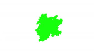 Mürekkep lekesi yayılıyor. Merkezden alfa kanallı şeffaf arkaplan üzerine yeşil ekran boya lekesi çıkıyor