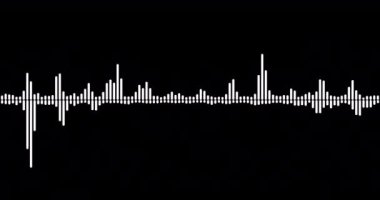 Konuşma tanıma dalga formu. Siyah bir arkaplanda izole edilmiş kusursuz döngülü ses dalgaları veya ses spektrumu