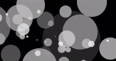 Büyük beyaz parçacıklar uçuyor. Büyük daire tozu sorunsuzca hareket ediyor, alfa kanal animasyonu