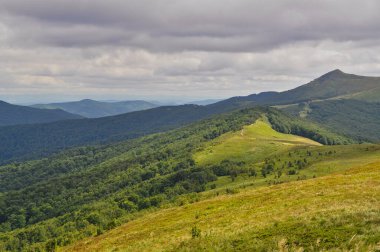 beautiful mountain landscape in the Bieszczady National Park; Bieszczady Mountains sunny day