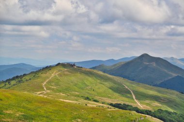 beautiful mountain landscape in the Bieszczady National Park; Bieszczady Mountains sunny day