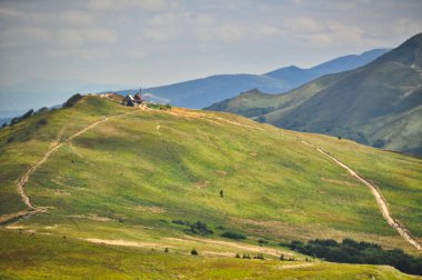 beautiful mountain landscape in the Bieszczady National Park; Bieszczady Mountains sunny day