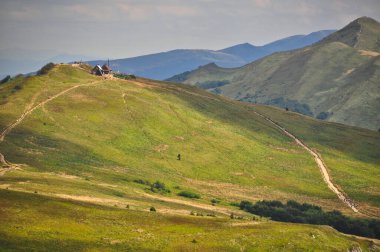 beautiful mountain landscape in the Bieszczady National Park; Bieszczady Mountains sunny day