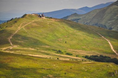 beautiful mountain landscape in the Bieszczady National Park; Bieszczady Mountains sunny day