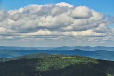 beautiful mountain landscape in the Bieszczady National Park; Bieszczady Mountains sunny day