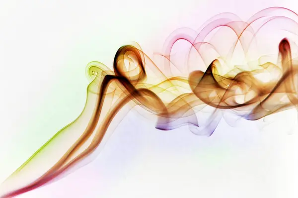 stock image Colorful smoke swirls and twists on a white background