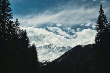 Tatra Dağları 'nda karla kaplı dağ zirveleri