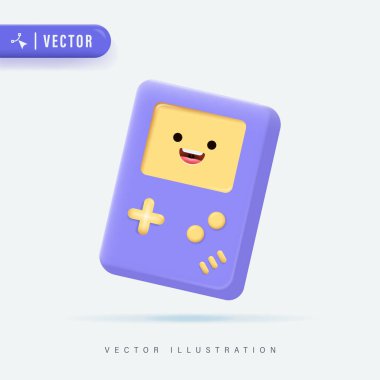 Cute GameVector Illustration. Gaming Mascot Logo. Character. Old Game Retro. Game 3D Realistic