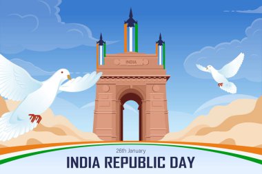 India Republic Day Poster with India Gate Vector Illustration. clipart