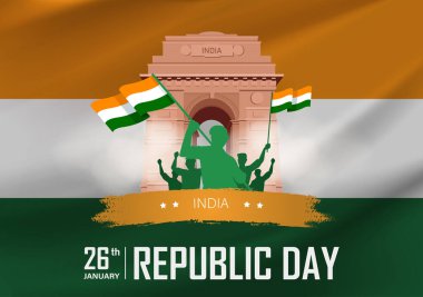 India Republic Day Poster with India Gate Vector Illustration clipart